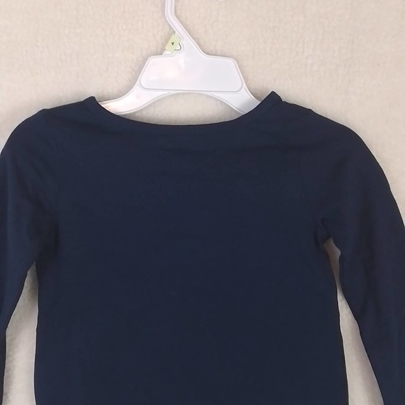 Carter's Kid Long Sleeve Cotton Top Tee Size 4 Navy‎ w/ Applique - Picture 8 of 12